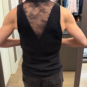 Alice + Olivia Black Lace Back Tank Top